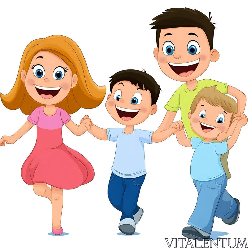 AI ART Cartoon Family Happiness