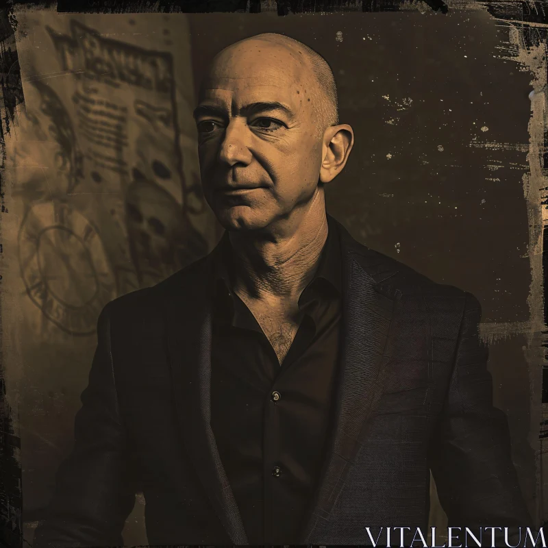 Jeff Bezos in Sepia - Business Portrait AI Image