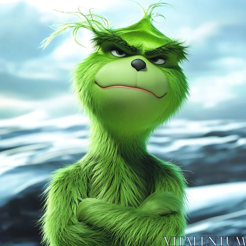 AI ART Green Grinch with Crossed Arms