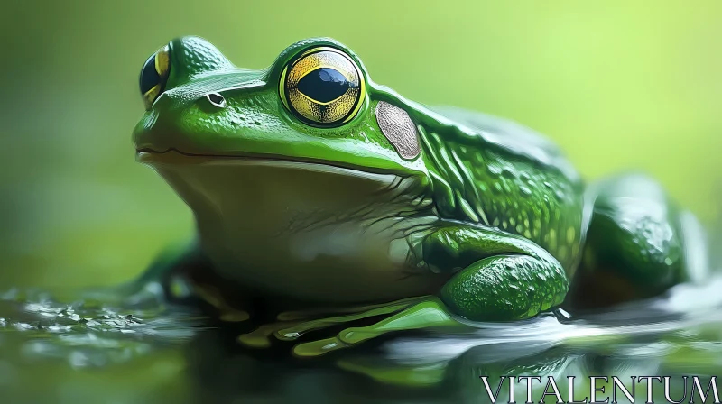 Green Frog with Golden Eyes AI Image