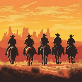 Western Riders at Dusk