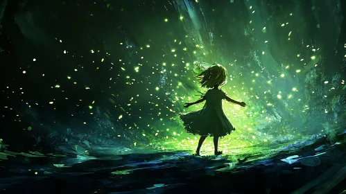 Girl and Fireflies