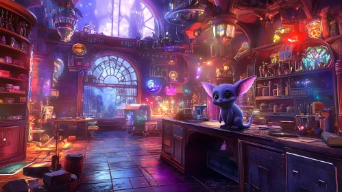 Enchanting Laboratory Scene with Cute Creature