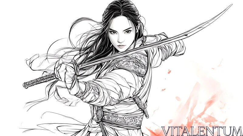 AI ART Female Warrior Anime Art with Sword