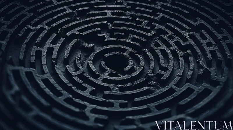 Enigmatic Maze Artwork with Textured Realism and Tilt Shift Effect AI Image