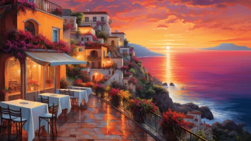 Italian Restaurant at Sunset: A Romantic Landscape