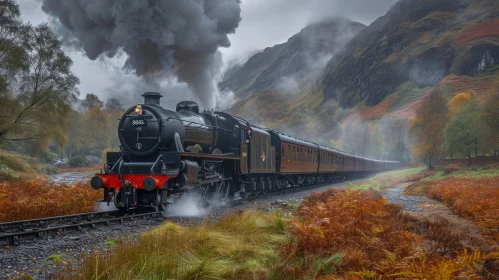 Majestic Steam Train in a Picturesque Landscape
