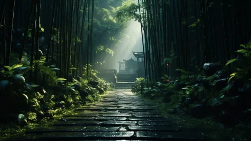 Mystical Bamboo Forest Pathway | Classical Historical Scene