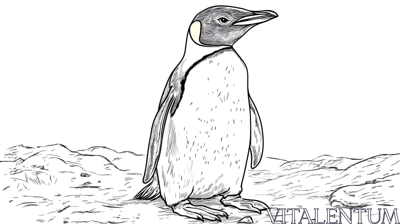 AI ART Monochrome Penguin Illustration