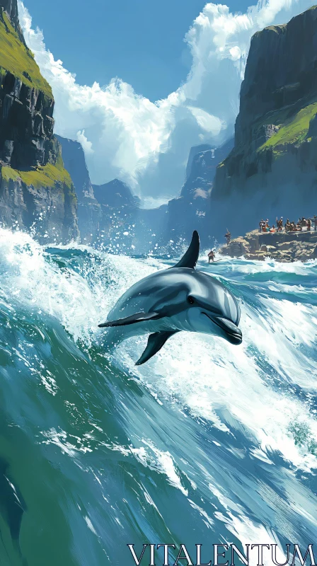 Majestic Dolphin in Natural Habitat AI Image