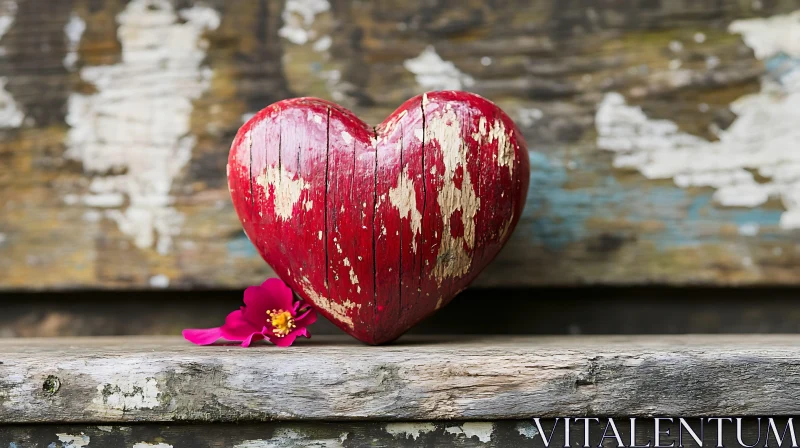 Weathered Heart and Bloom Still Life AI Image