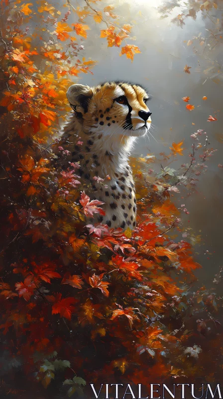 Autumnal Cheetah Beauty AI Image