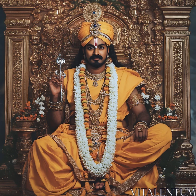 Ornate Throne Portrait of Man in Gold AI Image