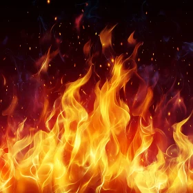 Fiery Composition with Vibrant Flames