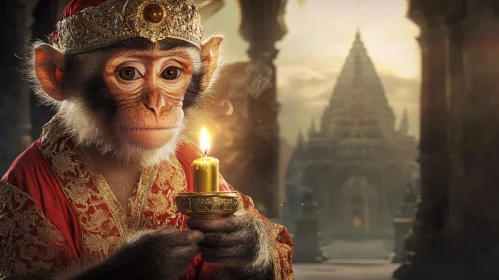 Crowned Monkey Holding Candle