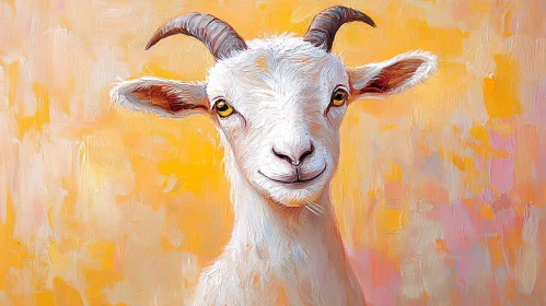 Charming Goat Art with Warm Background