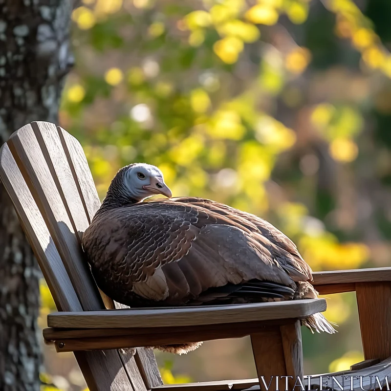 Resting Turkey in Natural Setting AI Image