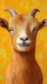 Artistic Goat Painting on Yellow