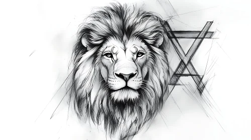 Monochrome Lion Drawing