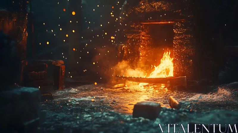 Vivid Fire and Forge Embers AI Image