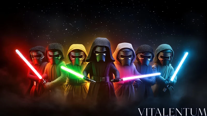 AI ART Colorful Lightsabers in Star Wars Universe