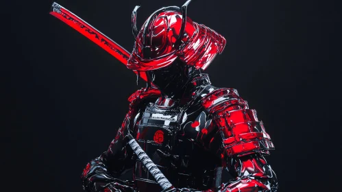 Cyberpunk Samurai Warrior with Glowing Sword