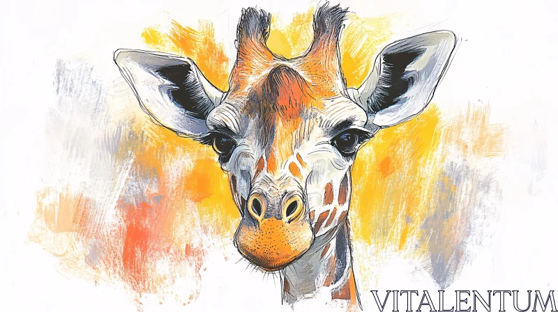 Giraffe Art Illustration AI Image