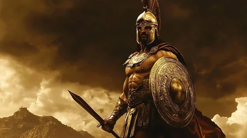 Ancient Warrior with Sword and Shield