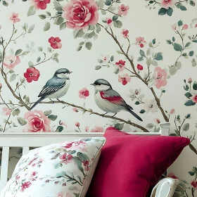 Birds Among Blossoms in Decorative Setting