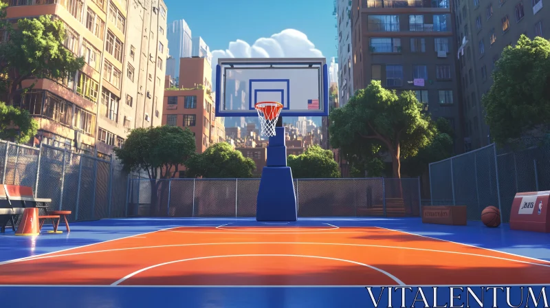 AI ART City Basketball Court in Sunlight