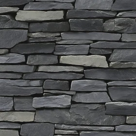 Grey and Black Stone Wall Structure