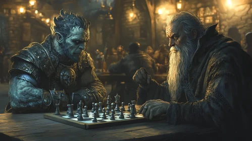 Fantasy Chess Duel in Tavern