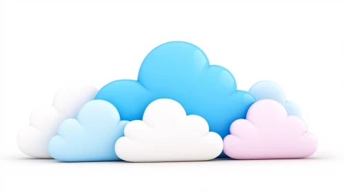 Colorful Cloud Shapes on White Background