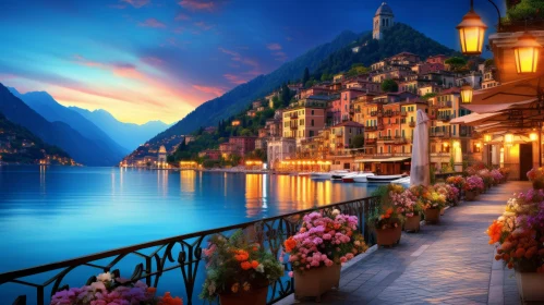 Captivating Lake Como Dusk: A Serene View of Italy's Natural Beauty