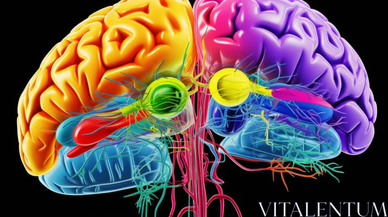Colorful Brain Illustration: Hyper-Detailed and Expressive Artwork AI Image