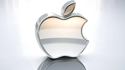 Shiny Apple Logo on White Background