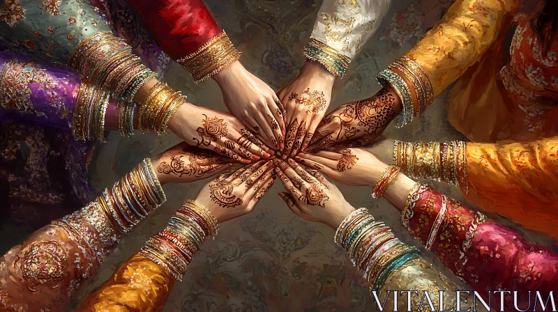 Circle of Hands: A Henna Celebration AI Image