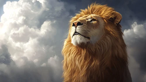 Regal Lion in Cloudscape