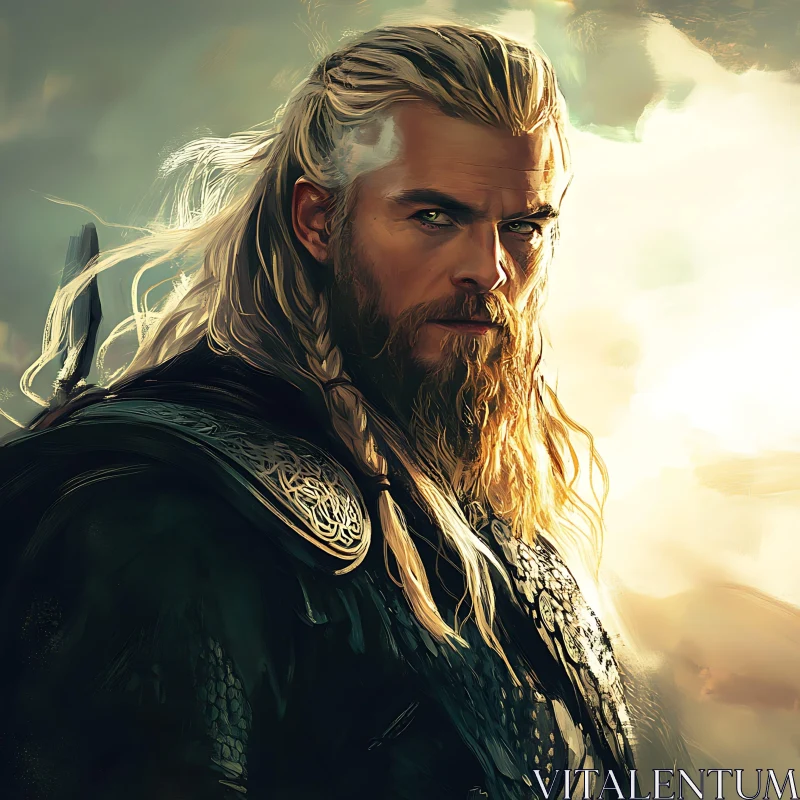 Blond Haired Warrior Portrait AI Image