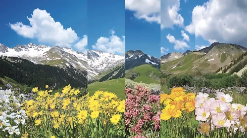 Colorful Wildflowers in Mountain Panorama