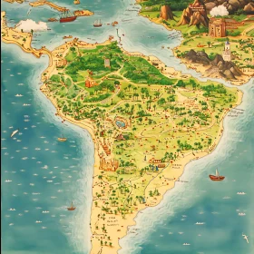 Whimsical South America Illustrated Map