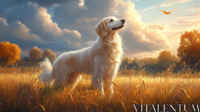 Serene Dog in Golden Grasses AI Image