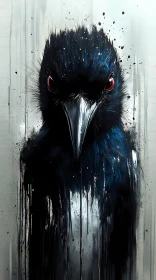 Artistic Crow with Ink Splashes