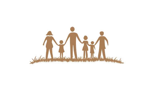 Family Holding Hands on Grass