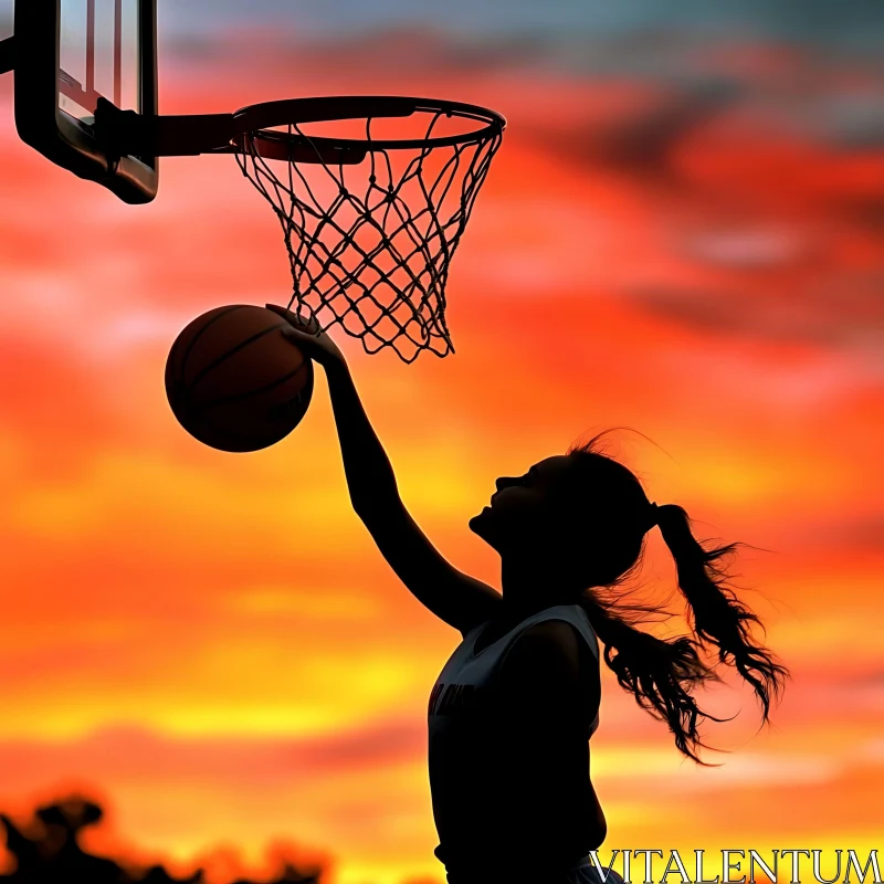 Silhouette of a Basketball Player AI Image