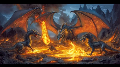 Dragon's Inferno: A Fantasy Scene