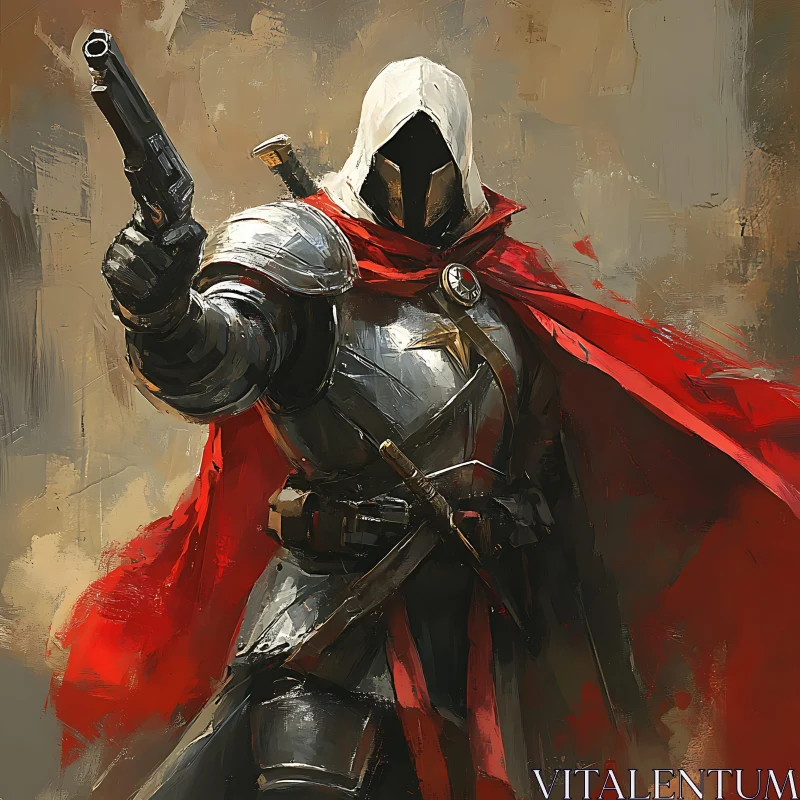 AI ART Hooded Warrior with Gun