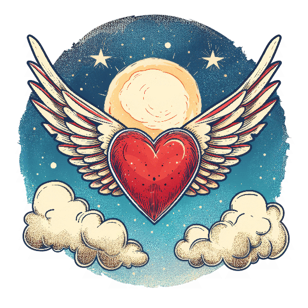 Celestial Heart with Wings Design POD Design