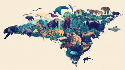 Jungle Map with Animals