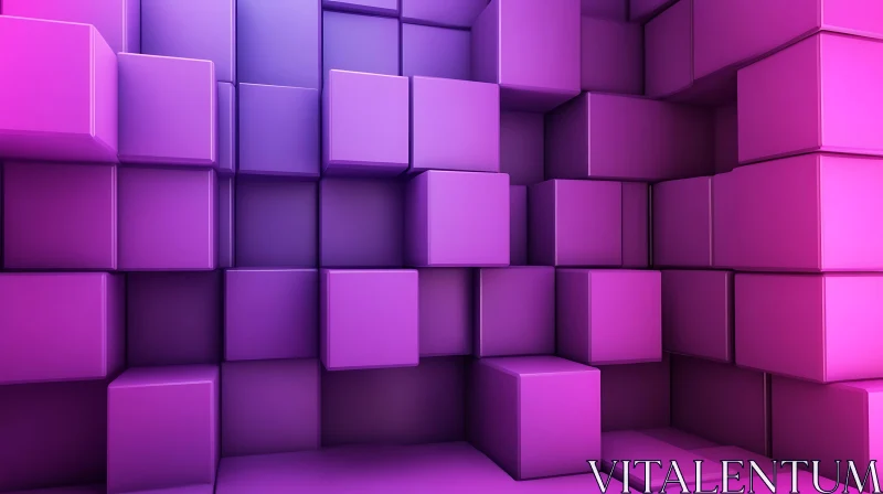 Geometric Purple Cube Abstract Design AI Image